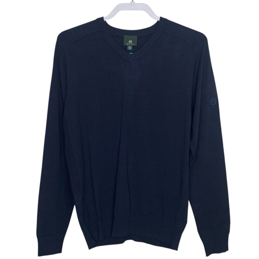 AG Adriano Goldschmied Sweater Mens M Navy Blue V-Neck Vented Golf Preppy NEW - Picture 1 of 10